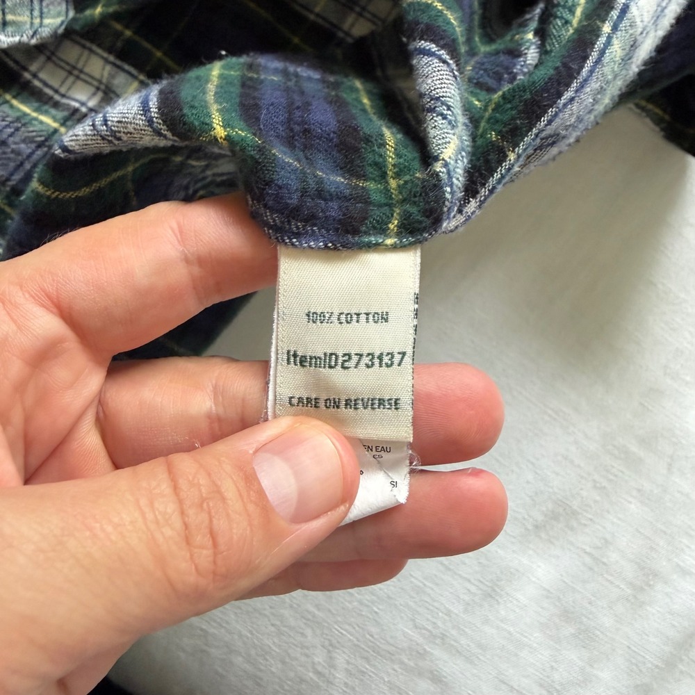 LL Bean Relaxed Fit Flannel Shirt Womens Med Green Navy Plaid Cotton 273137 - Picture 7 of 8